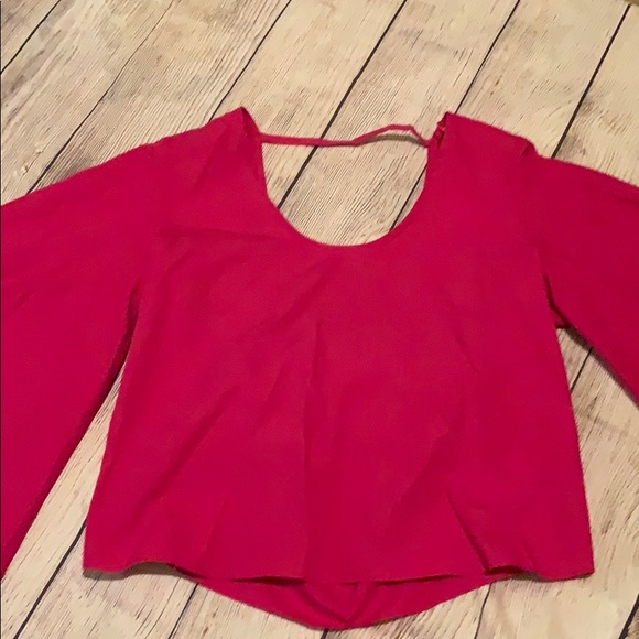 Zara pink bell sleeves bow shirt - Picture 6 of 8